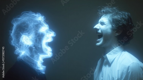 Empathy-synced holographic companion adjusting facial microexpressions and voice modulation in reaction to user emotions