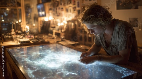 Empathy-synced holographic projection table that morphs shared visual experiences in real time based on group sentiment