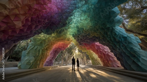 Emotionally-responsive sculpture park adjusting installation behaviors, colors, and rhythms based on visitor biometric data -