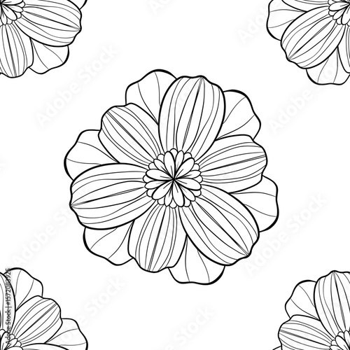 Abstract floral background vector illustration with a seamless pink hibiscus flower pattern for spring and summer design