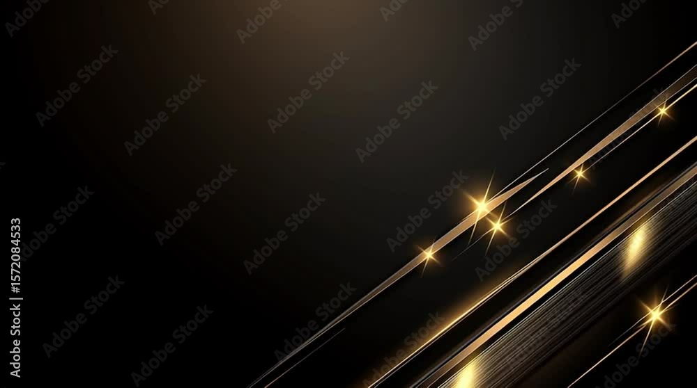 Sleek black and gold glowing lines move diagonally,. Great for upscale branding, awards videos, or premium digital screens.