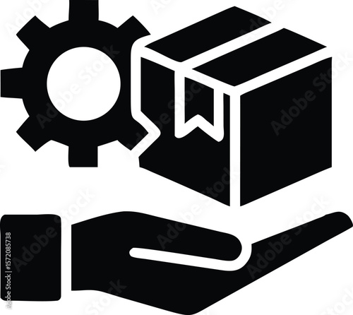 Delivery and logistics gear and box icon