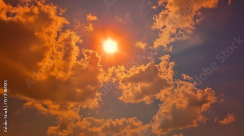 Summer sky. The hot sun and the wide sky. A familiar sight in the city. AI generated.