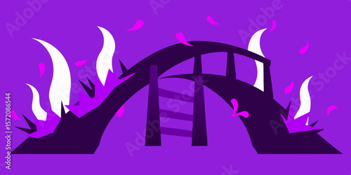 Burning Bridge A Surreal Illustration of Destruction and Renewal
