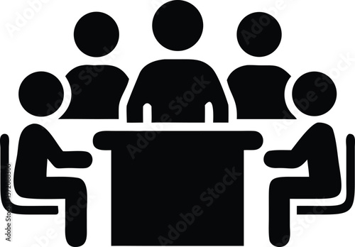 Meeting group of people sitting together icon