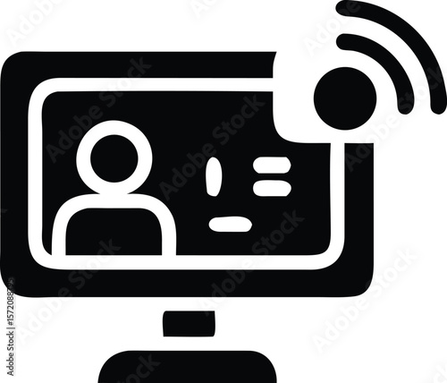 Online video conference call communication icon