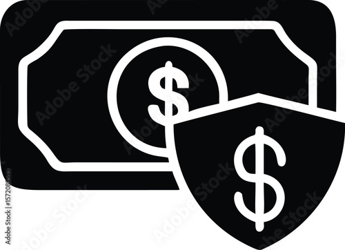 Protecting money currency financial security shield icon