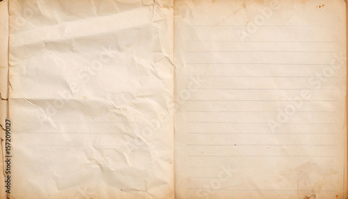 Old, wrinkled journal pages with subtle creases and stains, showcasing vintage paper texture that evokes nostalgia and history