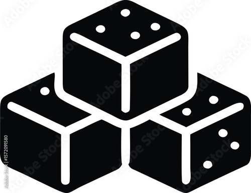 Sugar cubes stacked monochrome icon 