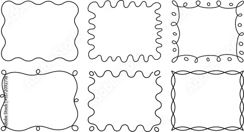 Vector doodle frames collection, decorative borders and picture frames, hand drawn frame set, black lines