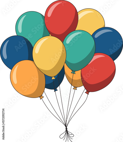 Colorful balloons illustration for birthday party decorations and celebration clip art vector graphic design