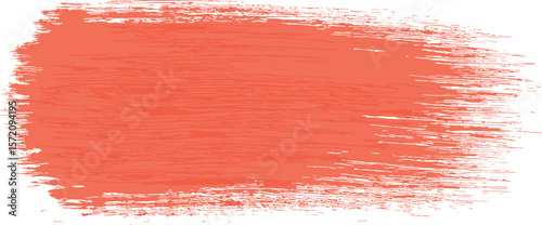 Textured Coral Paint Stroke on White Canvas Background, Ideal for Design Elements