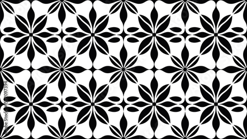 Seamless black and white floral pattern background vector design for textile and surface design use