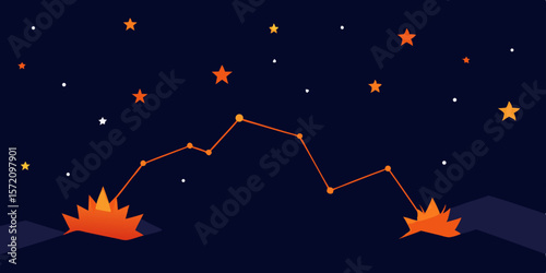Abstract bright golden star explosion in the night sky