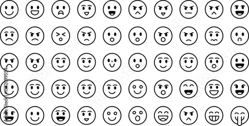 Collection of emoji icons vector illustration expressing different feelings and emotions face expression set