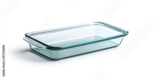 Empty Glass Rectangular Baking Dish on White Background (2)