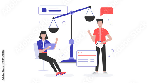 Legal Consultant Explaining Licensing Agreements, flat vector illustration