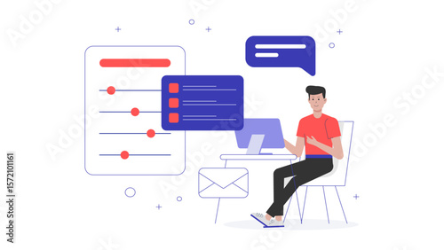 HR Lead Setting Up Remote Work Policies, flat vector illustration