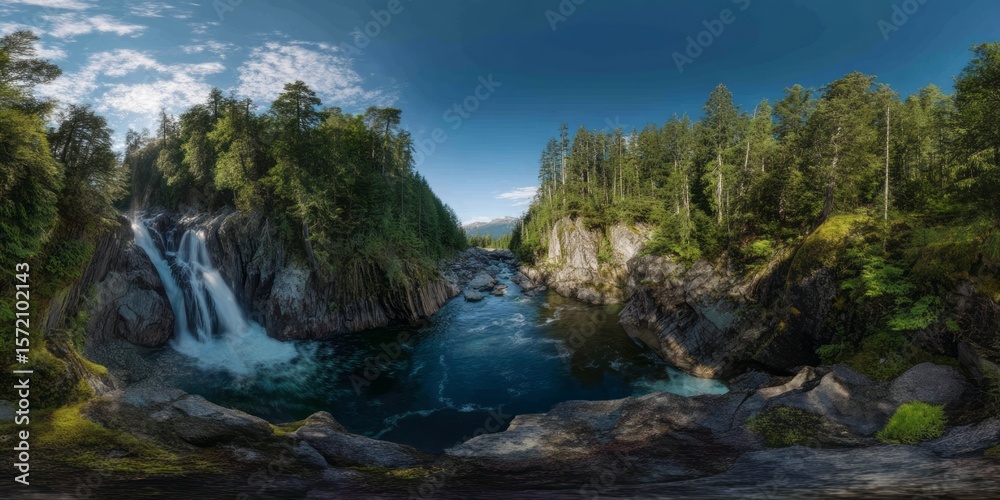Scenic waterfall adventure nature retreat hdr 360 degrees hdri views Scenic waterfall adventure nature retreat hdr 360 degrees hdri views