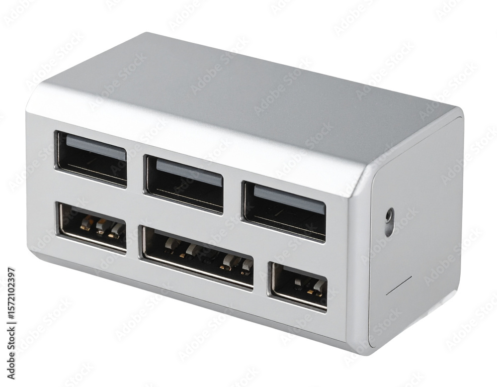 Obraz premium High Quality Compact USB-C Charging Hub with Multiple Ports, Isolated on a Transparent Background