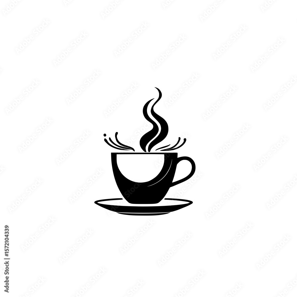 Obraz premium Abstract Representation of a Steaming Coffee Mug on a Saucer