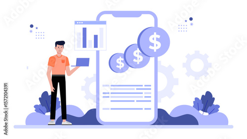 HR Lead Setting Up Remote Work Policies flat vector illustration