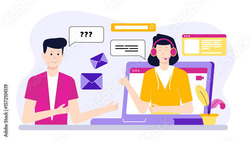 Customer Support Handling Weekend Service Requests flat vector illustration
