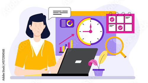 Content Creator Planning Cross-Platform Strategy flat vector illustration