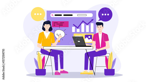 Design Group Creating Rebranding Proposal flat vector illustration