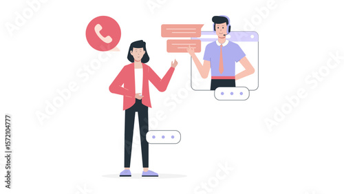Customer Support Handling Weekend Service Requests flat vector illustration