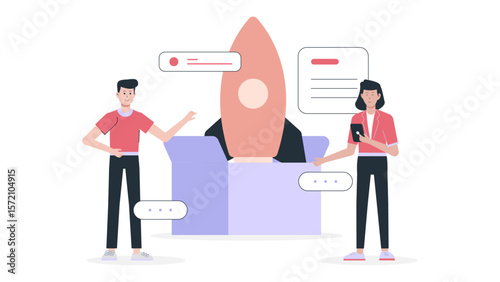 Product Group Responding to Feature Request Submissions flat vector illustration
