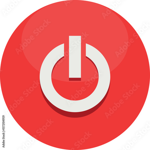Red Power Button Icon - Elegant Round On/Off Switch for UI, Dashboards & Emergency Controls