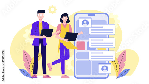 Product Group Responding to Feature Request Submissions flat vector illustration