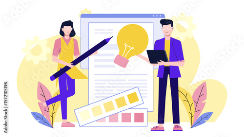 Design Group Creating Rebranding Proposal flat vector illustration