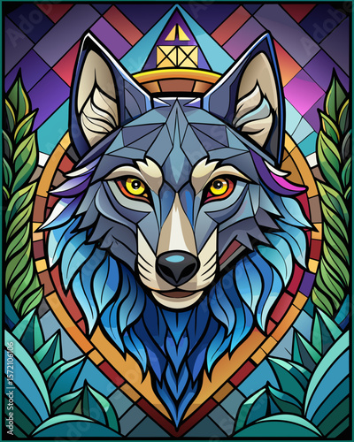 The Wolf, Stained Glass Style,