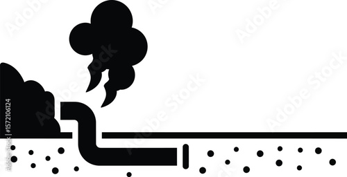 Underground pipe emitting smoke and pollution, depicting environmental damage.