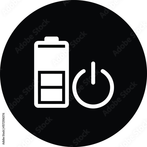 Battery Power Icon Energy, Charge, On/Off Switch, Low Battery, Power Symbol