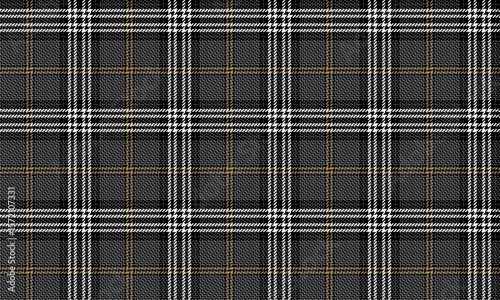 Seamless plaid pattern, black, white, yellow. Classic design, elegant and formal. Suitable for fashion textiles such as shirts, skirts, suits, scarves and modern fabric designs.