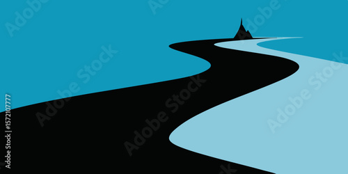 Empty highway stretching towards the night horizon, a symbolic path to success and a journey forward