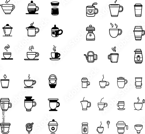 coffee icons, coffee illustration, coffee vector, hot coffee, iced coffee, brewed coffee, espresso coffee, black coffee, latte coffee, cappuccino coffee, mocha coffee, americano coffee,