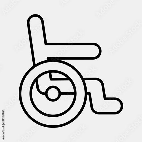 Icon wheel chair. Medical elements. Icon in line style.