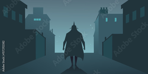 An urban woman or couple enjoys the city at night, a business person traveling or a loving family illustration