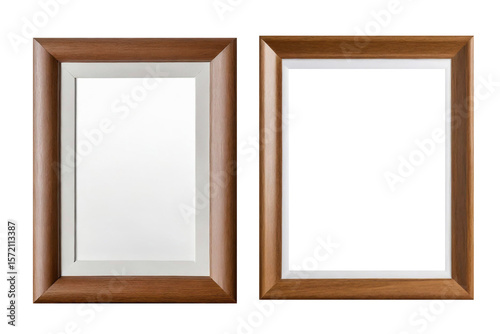 Vintage wood picture frame isolated on white background
