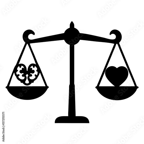 Balancing Heart and Brain on Scales to Symbolize the Weight of Emotion