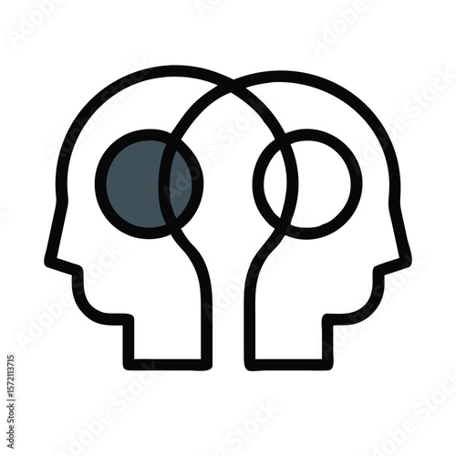 Two Heads Silhouetted, Facing in Mutual Understanding