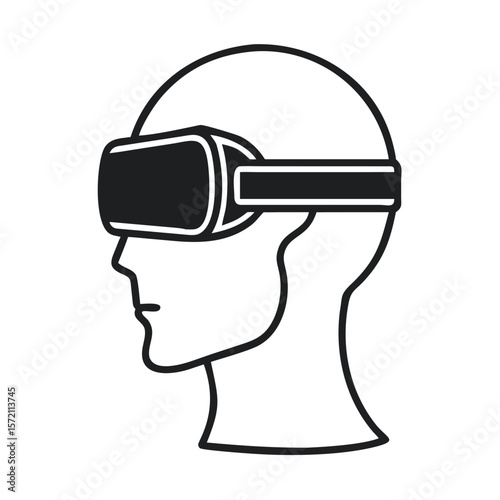 Immersive Virtual Reality Experience With Silhouette of Headset on a Face