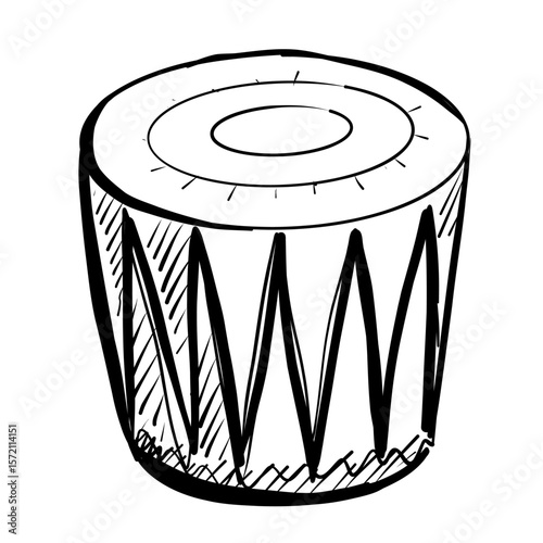 Simple vector illustration of a cylindrical drum with zigzag design on the surface