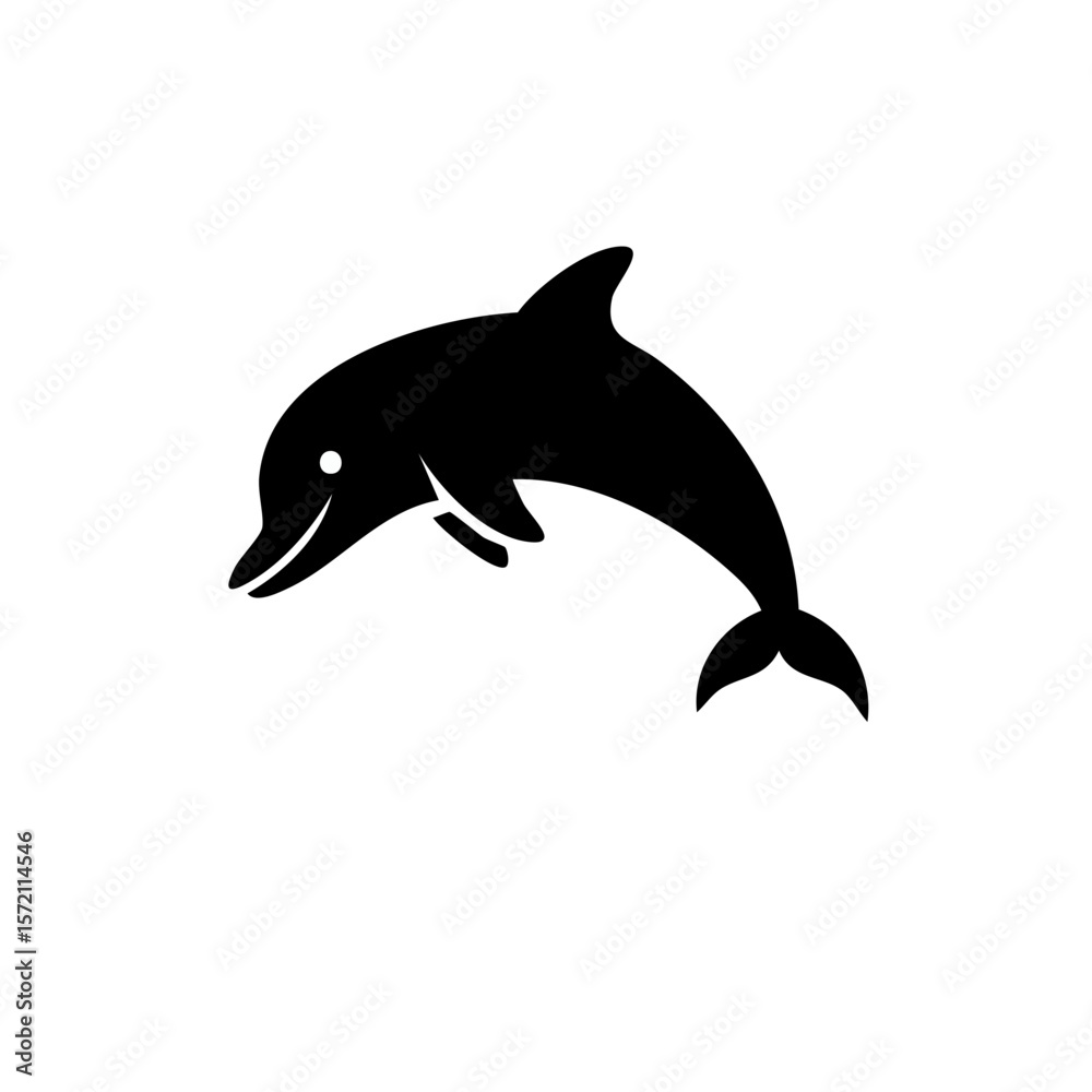 Fototapeta premium Dolphin Fish Black Glyph Icon (Color Changes Available in SVG)