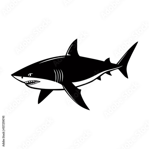 Shark Fish Black Glyph Icon (Color Changes Available in SVG)