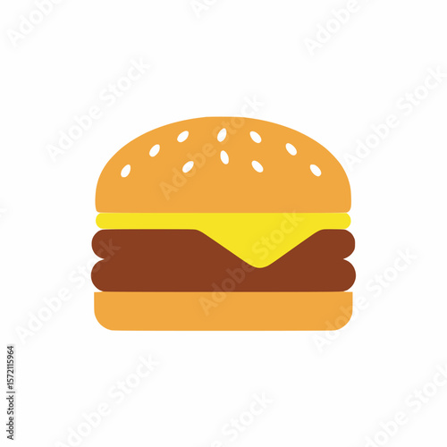 A classic cheeseburger with a bun, patty, and cheese, symbolizing popular fast food choices and satisfying meals.